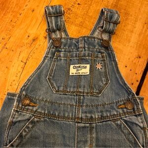Baby Girl 9 Month Oshkosh Bgosh Embroidered Heart Flower Denim Bibs Overalls 9M